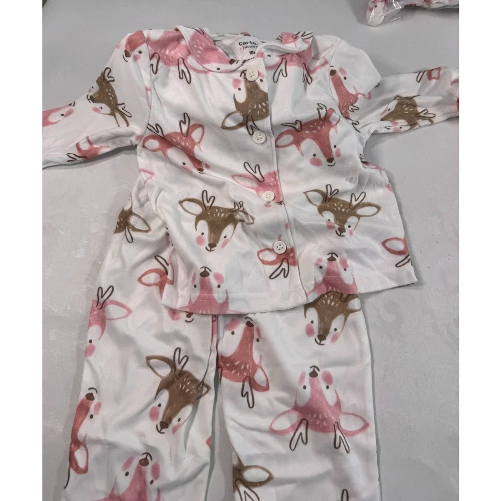Carter's Just One You Toddler Girls' 2pc Christmas Reindeer Pajama Set 18M Pink
